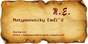 Matyasovszky Emőd névjegykártya
